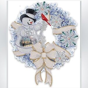 5D DIY Diamond Painting Kit Snowman Christmas Full Drill Design Christmas Wreath